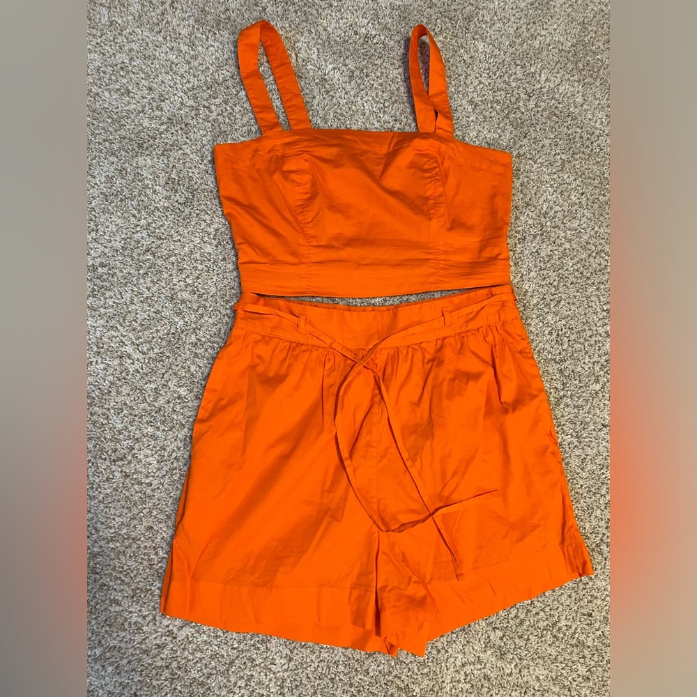 Jason Wu Matching Cotton Shorts Set In Orange, Si… - image 1